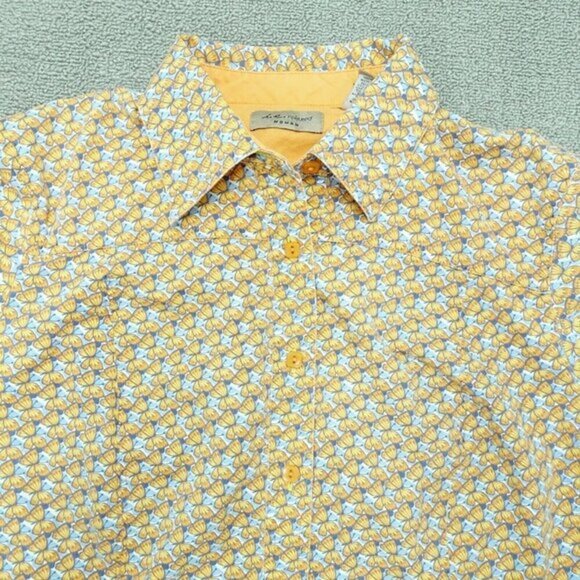 I. E. Relaxed Button Up Shirt‎ Women 1X Orange Blue Butterfly Cotton 3/4 sleeve - Picture 2 of 6